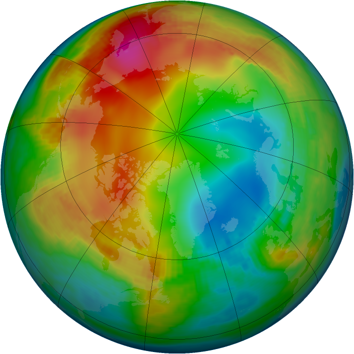 Arctic ozone map for 14 January 1987